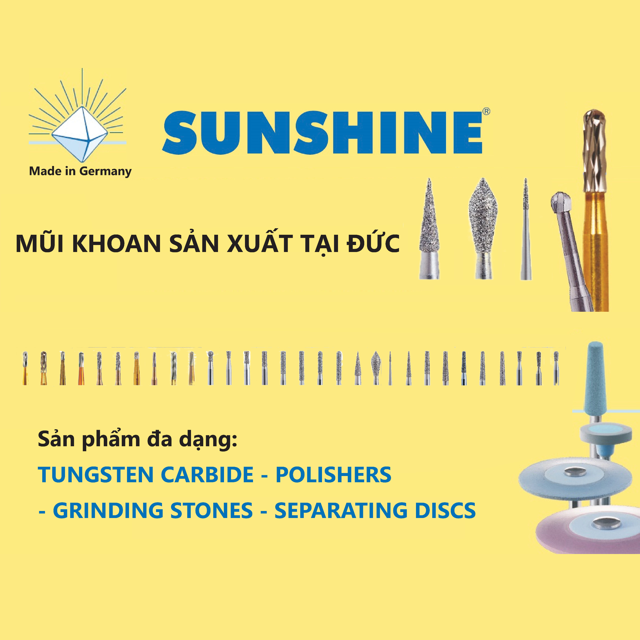 Mũi khoan SUNSHINE DIAMONDS - nhập khẩu Đức